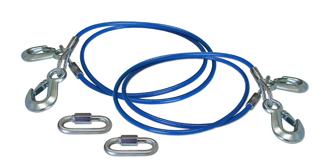 646 – ROADMASTER Trailer Safety Cable, 6000 Pound Rated 64 Inch Length Galvanized Steel With Double Snap Hook Set Of ...